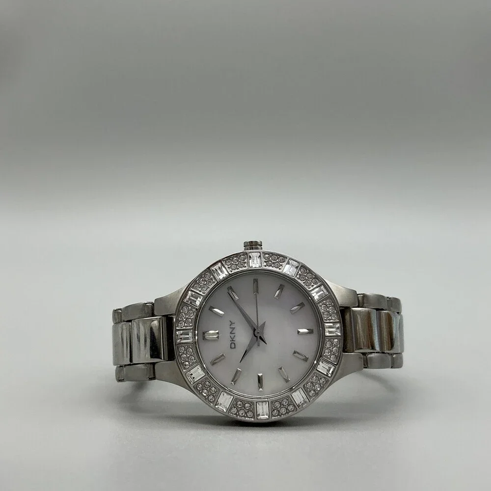 DKNY NY-8485 Women Watch 29mm MOP Dial Crystal Bezel Stainless New Battery 6.25